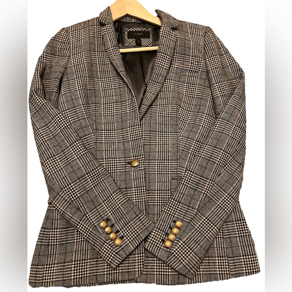J. Crew Women's Gray Checkered Blazer